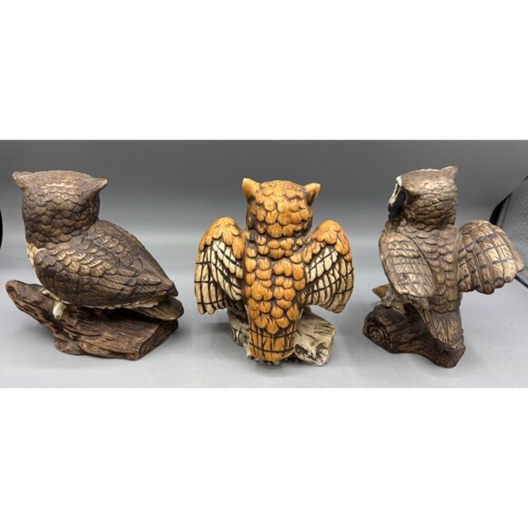 Set Of 3 Vintage Homco Ceramic Owl Figurines Retro Decor - Picture 6 of 8